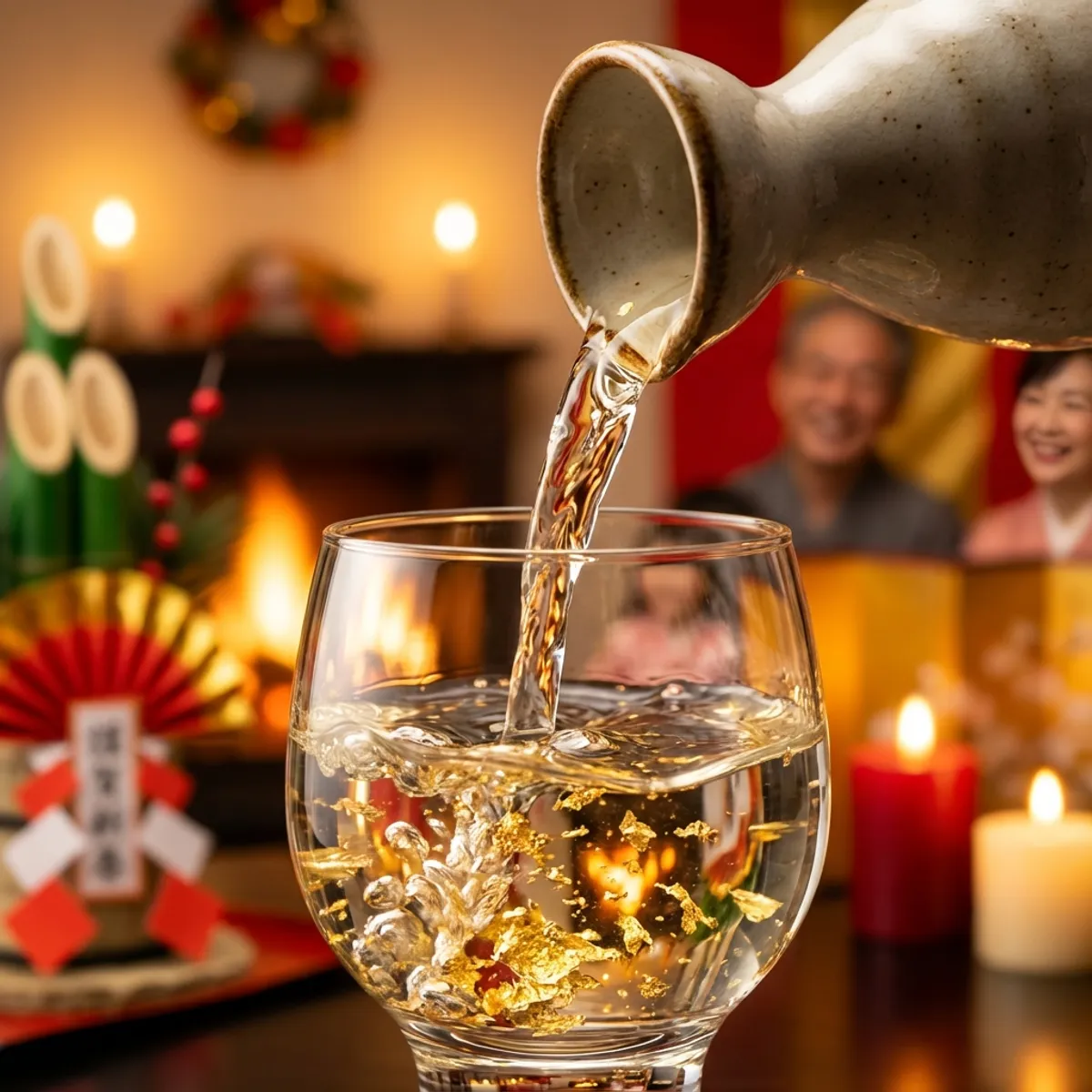 金箔入りの日本酒で乾杯